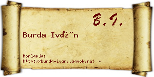 Burda Iván névjegykártya